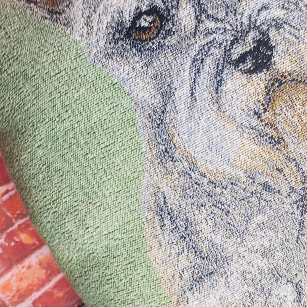 Green Schnauzer Dog Tapestry Pillow